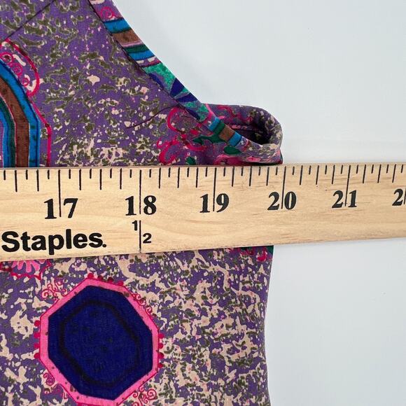 Women's Vintage Cheongsam Vest Purple Floral Frog Button Sleeveless Collared M/L - Picture 5 of 8